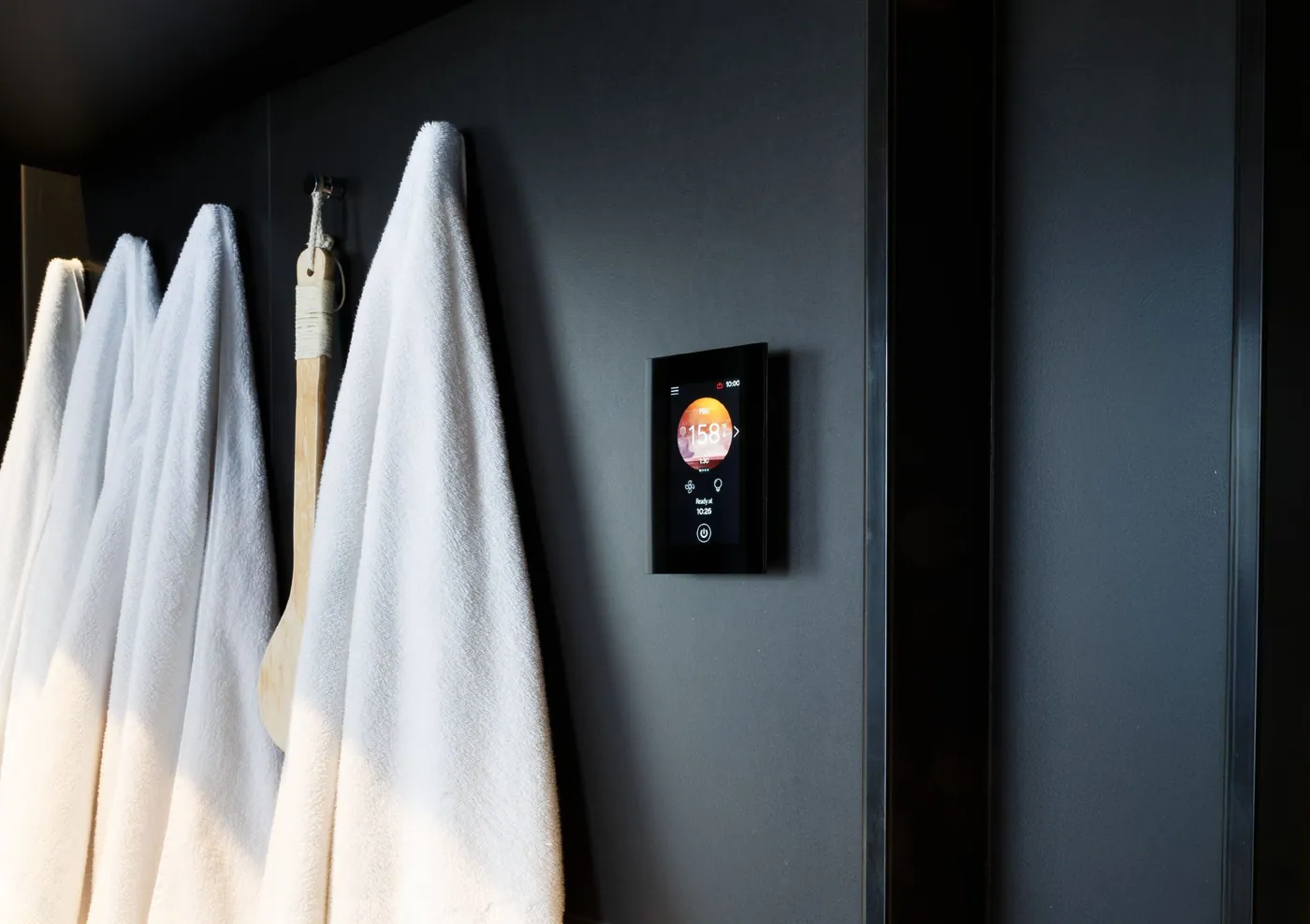 Harvia Fenix FX45 Smart Wi-Fi Sauna Control (FX45-U1-U3-XC) — installed in a sauna