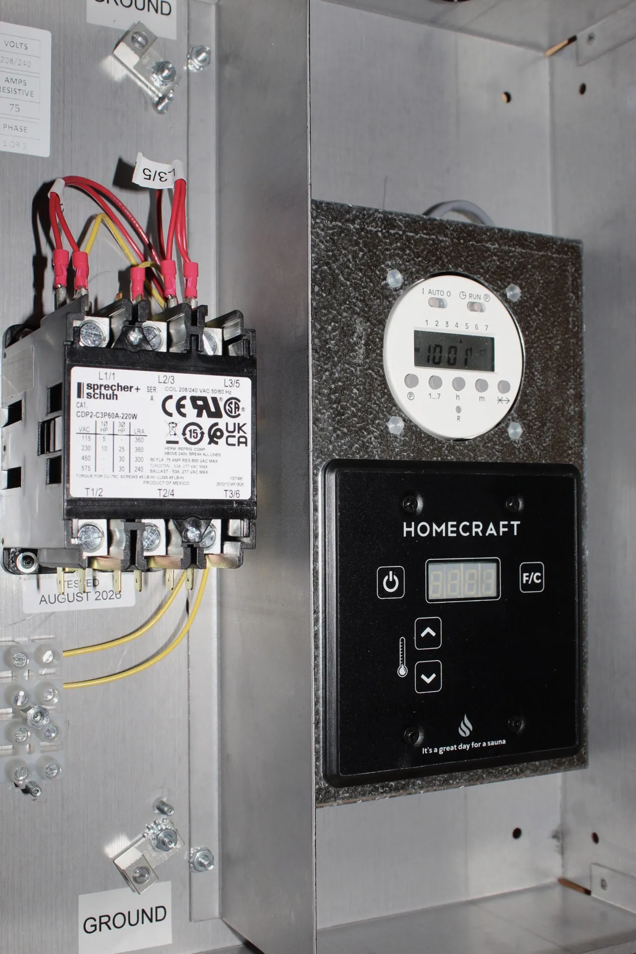 Homecraft TKE24D 24-Hour Sauna Control — installed in a sauna