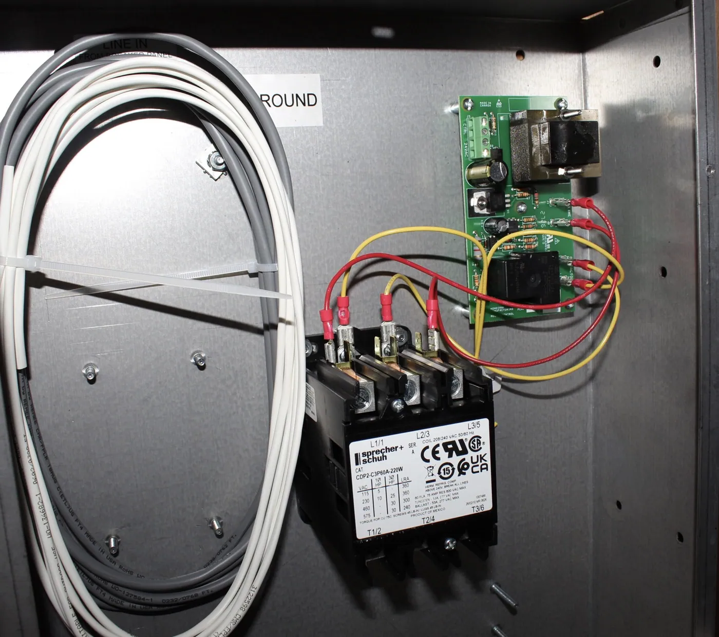 Homecraft TKE3 Digital Sauna Control, Indoor setup (indoor contactor box) · 240 V 1-phase — installed in a sauna
