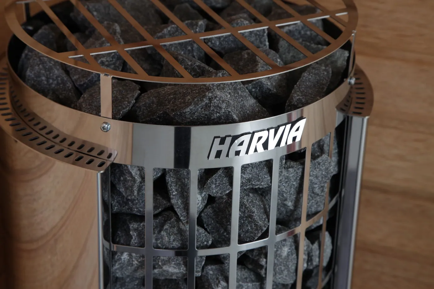 Harvia Cilindro Electric Sauna Heater, 6 kW · Built-in controls — close-up detail