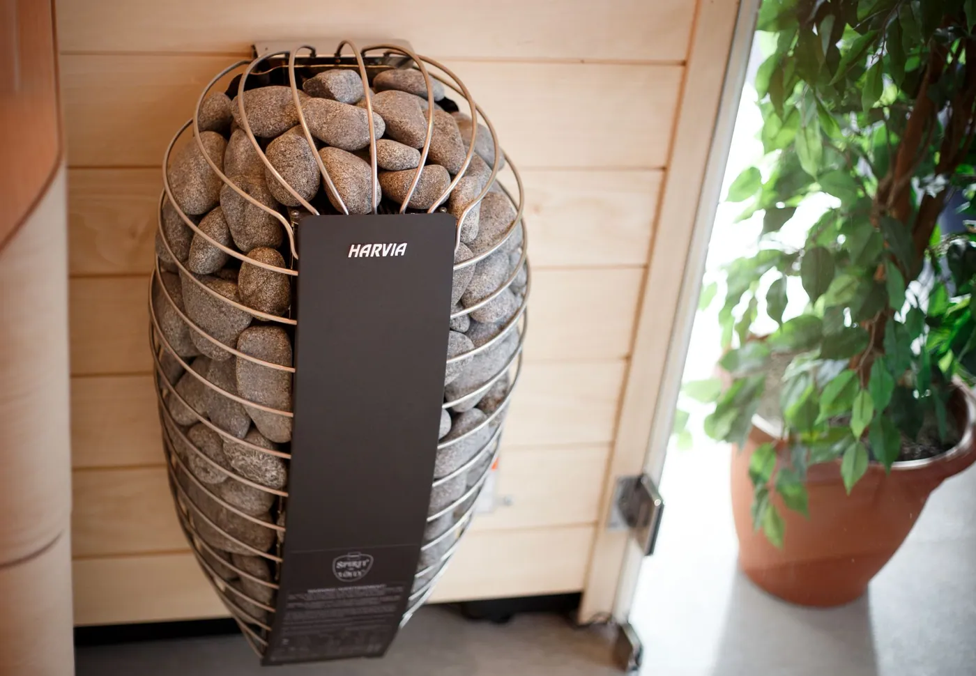 Harvia Spirit Electric Sauna Heater — installed in a sauna