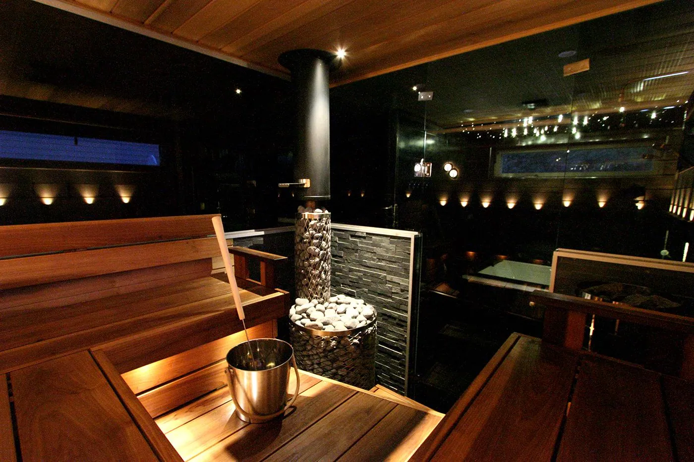IKI SL Wood-Burning Sauna Stove — installed in a sauna