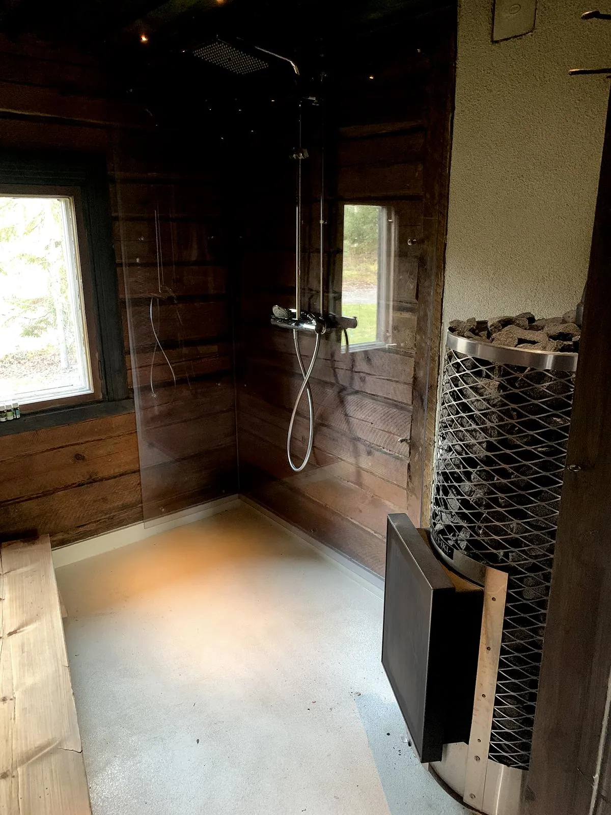 KIVI-IKI Wood-Burning Sauna Stove — installed in a sauna