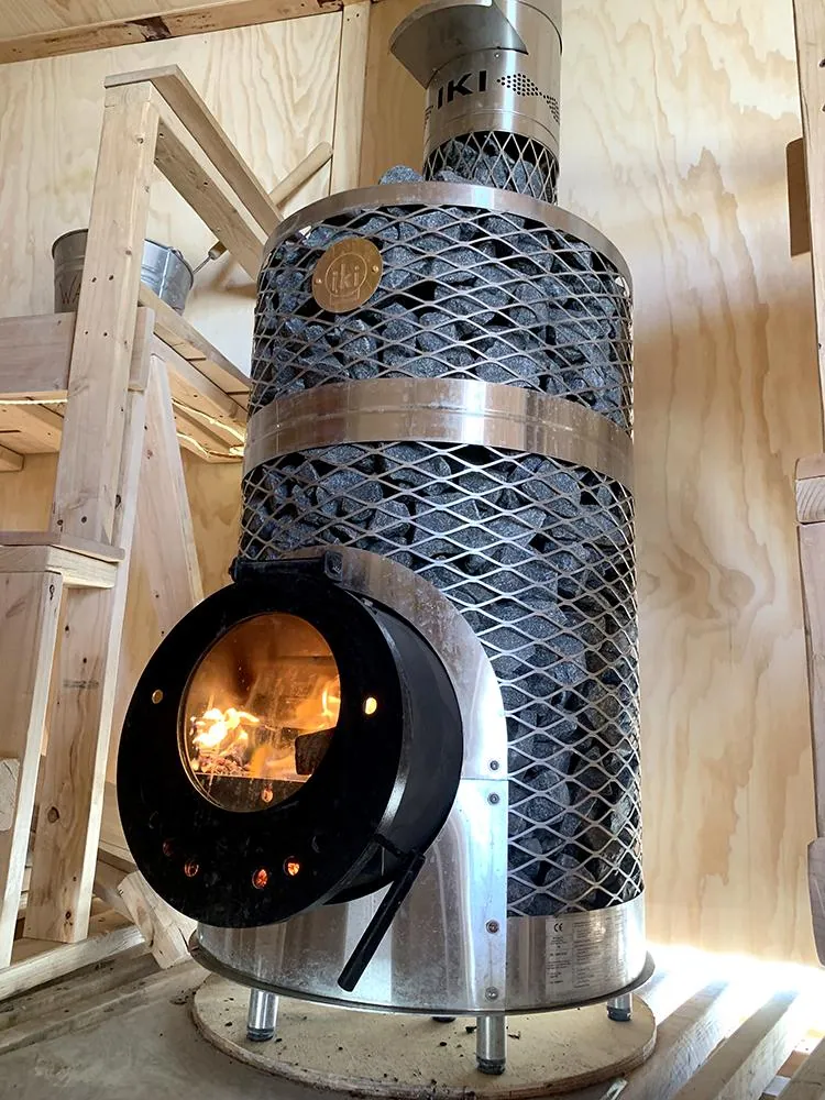 Löyly-IKI Wood-Burning Sauna Stove — installed in a sauna