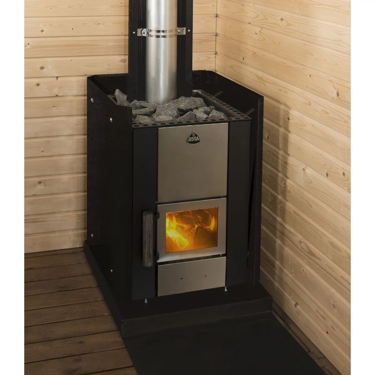 Narvi Kuru 14 Protective Wall Set — installed in a sauna